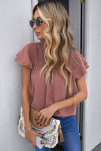 Load image into Gallery viewer, Polka Dot Smocked Flutter Sleeve Blouse
