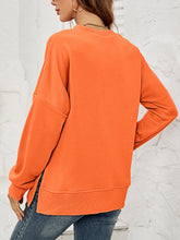 Load image into Gallery viewer, Round Neck Dropped Shoulder Slit Sweatshirt
