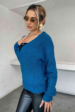 Load image into Gallery viewer, Double Take Surplice Neck Dropped Shoulder Sweater

