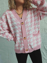 Load image into Gallery viewer, Houndstooth Botton Front  Cardigan with Pockets
