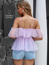 Load image into Gallery viewer, Plunge Frill Trim Ruffled Peplum Top
