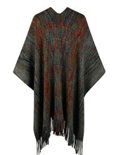 Load image into Gallery viewer, Heathered Fringe Hem Poncho
