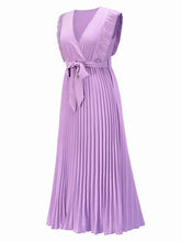 Load image into Gallery viewer, Tied Surplice Cap Sleeve Pleated Dress
