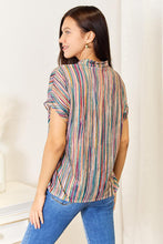 Load image into Gallery viewer, Double Take Multicolored Stripe Notched Neck Top
