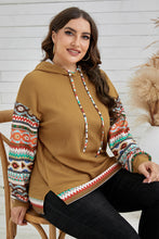 Load image into Gallery viewer, Plus Size Printed Side Slit Waffle-Knit Hoodie
