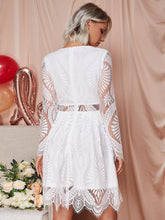 Load image into Gallery viewer, Spliced Lace Eyelash Detail Zip-Back Dress
