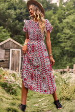 Load image into Gallery viewer, Printed Tie Back Flutter Sleeve Dress
