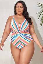 Load image into Gallery viewer, Plus Size Striped One-Piece Swimsuit
