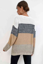 Load image into Gallery viewer, Striped Round Neck Long Sleeve Sweater
