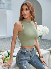 Load image into Gallery viewer, Mock Neck Sleeveless Ribbed Crop Top

