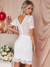 Load image into Gallery viewer, Lace Plunge Zip-Back Mini Dress

