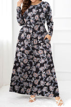 Load image into Gallery viewer, Plus Size Round Neck Long Sleeve Maxi Dress with Pockets
