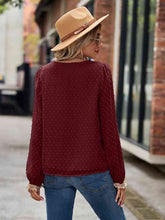 Load image into Gallery viewer, Swiss Dot V-Neck Long Sleeve Blouse
