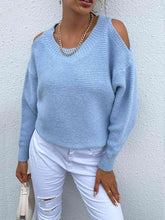 Load image into Gallery viewer, Round Neck Cold Shoulder Sweater
