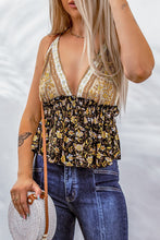 Load image into Gallery viewer, Floral Color Block Peplum Top
