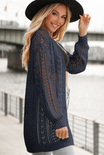 Load image into Gallery viewer, Openwork Ribbed Cuff Longline Cardigan
