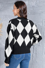 Load image into Gallery viewer, Geometric Button Up Dropped Shoulder Cardigan
