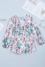 Load image into Gallery viewer, Printed Round Neck Balloon Sleeve Blouse
