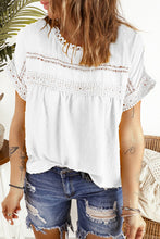 Load image into Gallery viewer, Swiss Dot Decorative Button Short Sleeve Blouse

