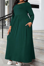 Load image into Gallery viewer, Plus Size Round Neck Long Sleeve Maxi Dress with Pockets
