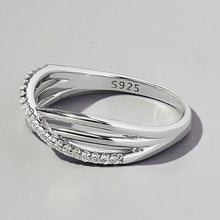 Load image into Gallery viewer, Crisscross Inlaid Zircon 925 Sterling Silver Ring
