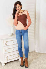 Load image into Gallery viewer, Double Take Color Block Exposed Seam Long Sleeve Top
