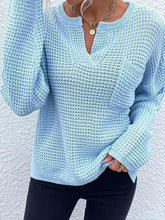 Load image into Gallery viewer, Notched Long Sleeve Sweater
