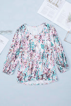 Load image into Gallery viewer, Printed Round Neck Balloon Sleeve Blouse

