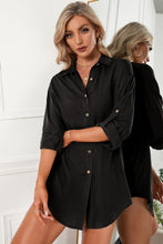 Load image into Gallery viewer, Solid Button Up Drop Shoulder Blouse
