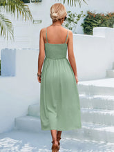 Load image into Gallery viewer, Decorative Button Spaghetti Strap Midi Dress
