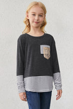 Load image into Gallery viewer, Girls Striped Color Block Sequin Pocket Top
