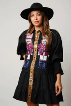 Load image into Gallery viewer, Full Size Nutcracker Sequin Lantern Sleeve Tiered Dress
