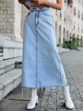 Load image into Gallery viewer, Raw Hem Denim Skirt
