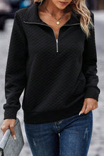 Load image into Gallery viewer, Half Zip Collar Solid Color Long Sleeve Sweatshirt
