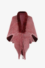 Load image into Gallery viewer, Striped Open Front Fringe Poncho
