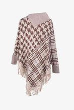 Load image into Gallery viewer, Houndstooth Turtleneck Fringe Hem Poncho
