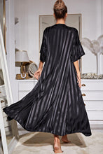 Load image into Gallery viewer, Striped Flounce Sleeve Open Front Robe and Cami Dress Set
