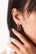 Load image into Gallery viewer, 18K Gold-Plated Inlaid Zircon Double-Hoop Earrings
