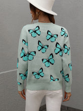 Load image into Gallery viewer, Butterfly Dropped Shoulder Crewneck Sweater
