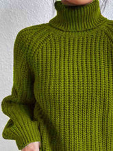 Load image into Gallery viewer, Full Size Turtleneck Rib-Knit Slit Sweater
