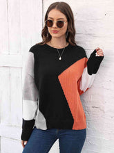 Load image into Gallery viewer, Color Block Round Neck Sweater
