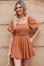 Load image into Gallery viewer, Square Neck Pleated Romper with Pockets
