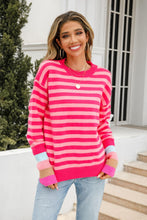 Load image into Gallery viewer, Warm Spice Striped Round Neck Sweater
