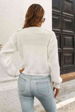 Load image into Gallery viewer, Ruffle Trim Button-Down Dropped Shoulder Sweater
