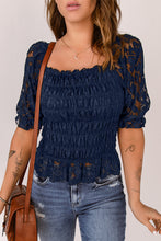 Load image into Gallery viewer, Lace Smocked Flounce Sleeve Blouse
