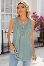 Load image into Gallery viewer, Eyelet Buttoned Round Neck Tank
