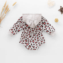 Load image into Gallery viewer, Baby Leopard Print Drawstring Hooded Bodysuit
