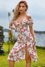 Load image into Gallery viewer, Floral Off-Shoulder Puff Sleeve Split Dress

