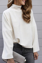 Load image into Gallery viewer, Turtleneck Slit Dropped Shoulder Sweater
