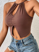 Load image into Gallery viewer, Crisscross Tie Back Slit Sleeveless Top
